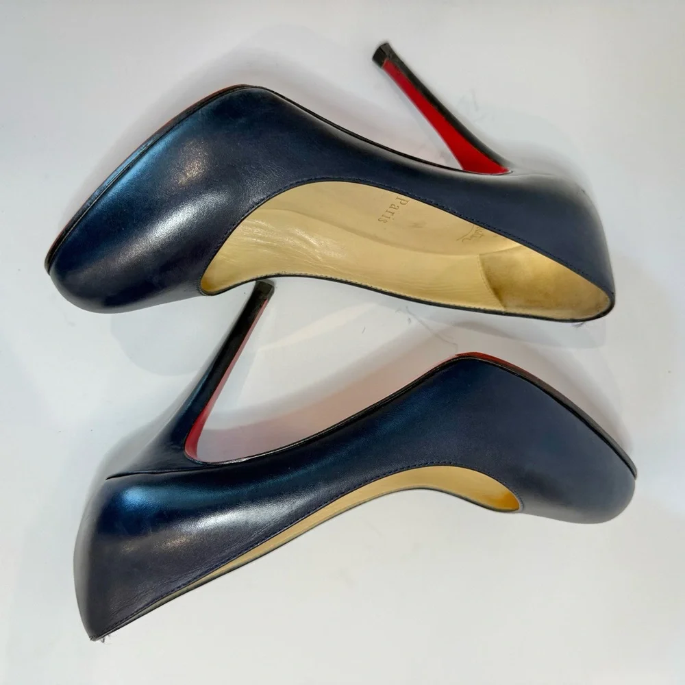 Christian Louboutin Simple Pump 100 Navy 37 Minimalist Feminine Designer Heels - Picture 2 of 7